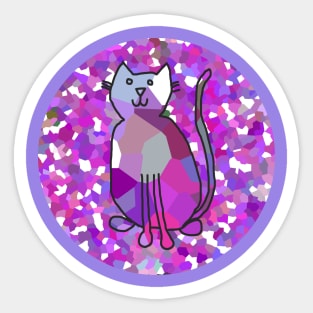 Small Cat on Purple Sticker